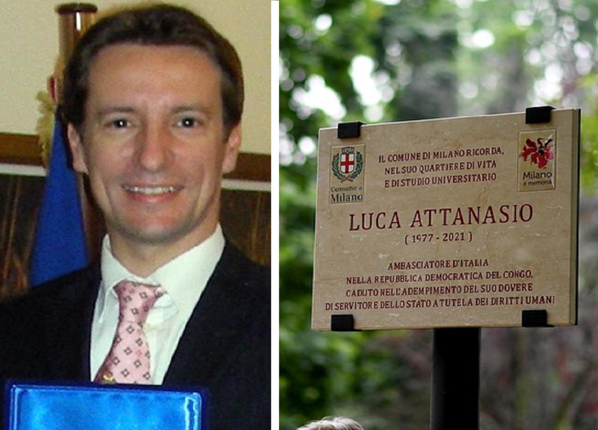Luca Attanasio e la targa in suo onore
